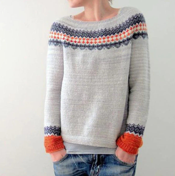 Women's Knit Sweater with Forest Print and Relaxed Fit | E&W - 5 - Elenwear