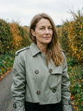 Women's Cropped Double-Breasted Trench Jacket — Showerproof Utility Mac - Pea Green