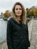 Women's Slim Zip-Through Rain Jacket — Lightweight Showerproof Hooded Coat - Black