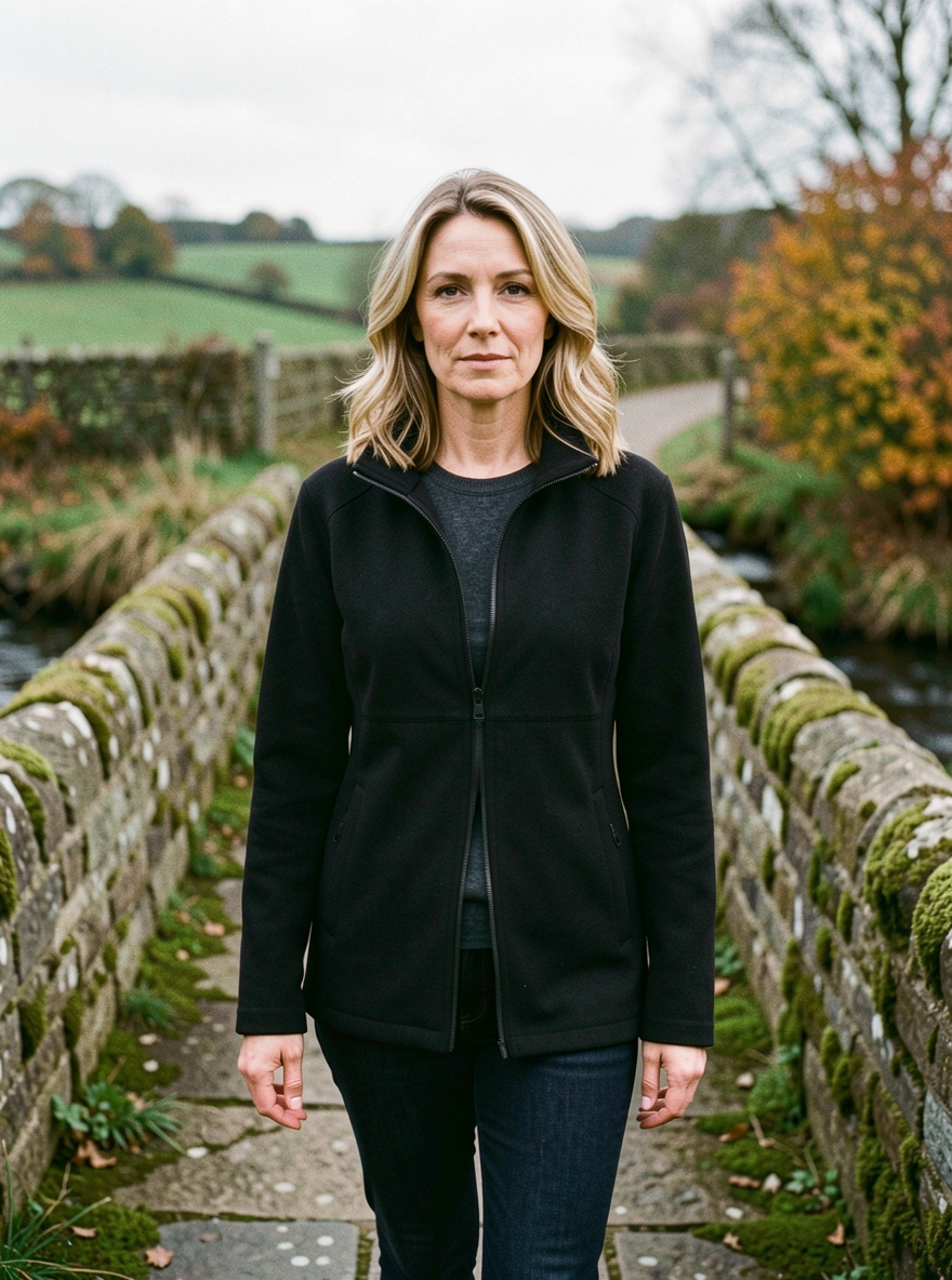 Women's Classic Polar Fleece Zip Jacket — Stand-Collar Cardigan - Black