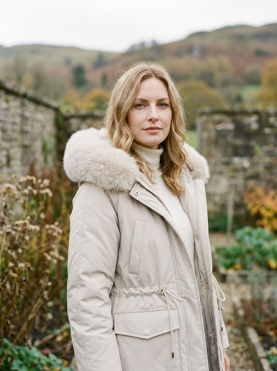 Women's Utility Parka — Oversized Fur-Trim Hooded Coat - Beige