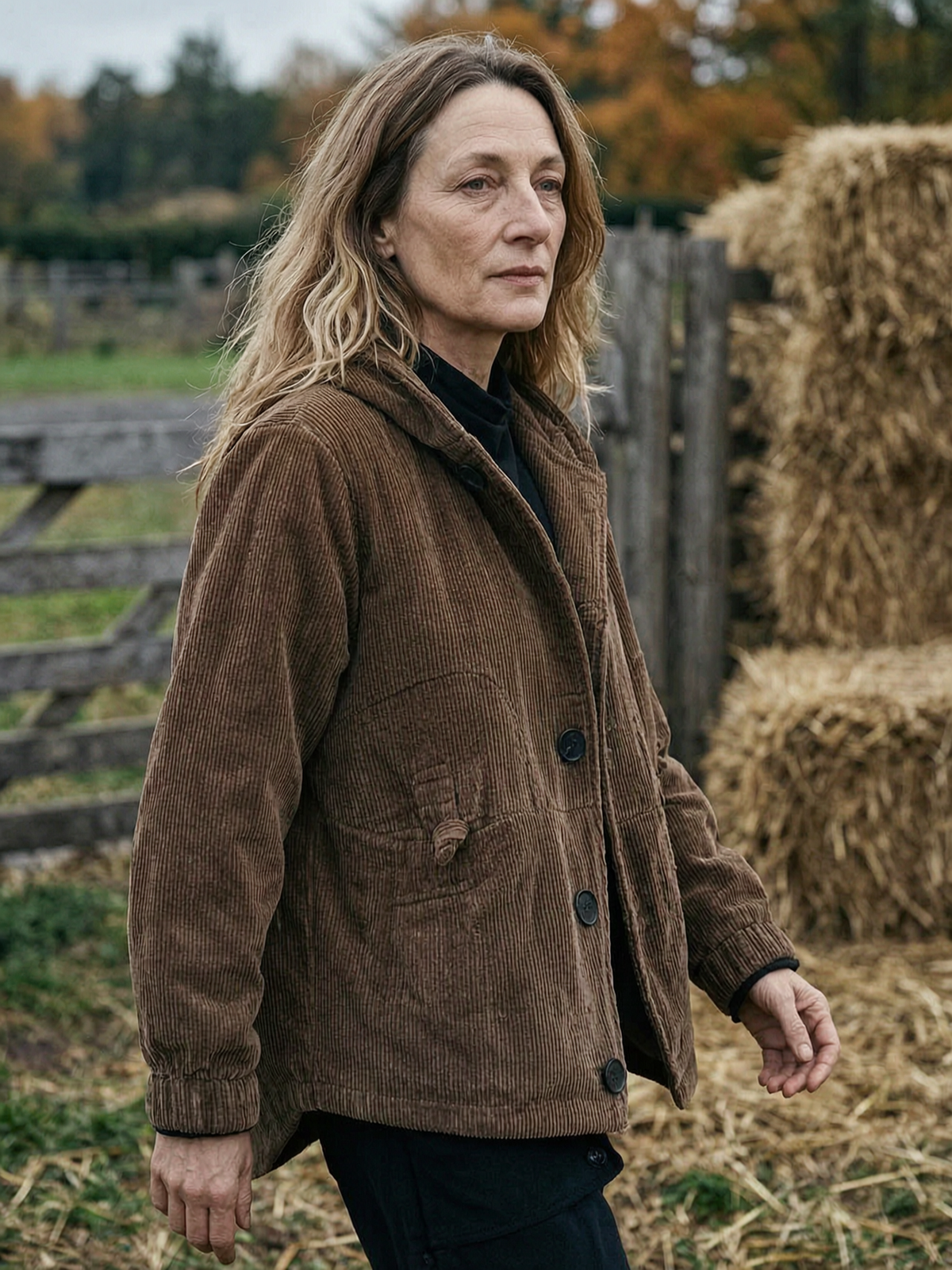 Women's Boxy Corduroy Short Jacket — Wide-Wale Ribbed Shirt Jacket - Brown