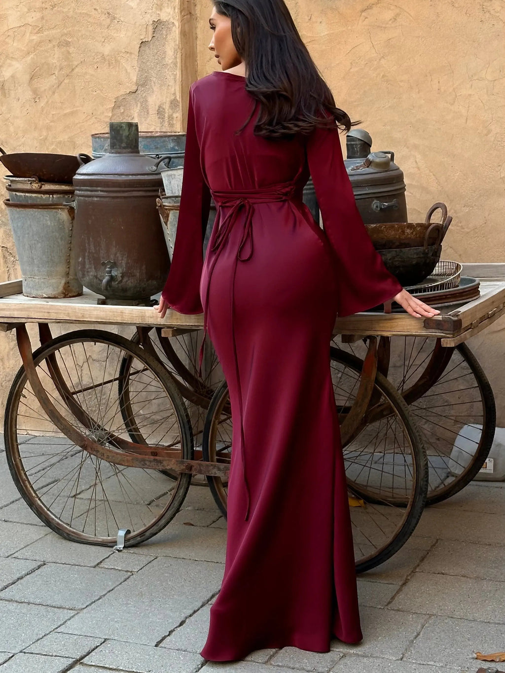 Evening Dress Women | Silky flowing fabric with flattering fit | E&W - 2 - Elenwear