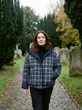 Women's Reversible Tartan Puffer Jacket — Patchwork Plaid Quilted Coat - Blue Plaid
