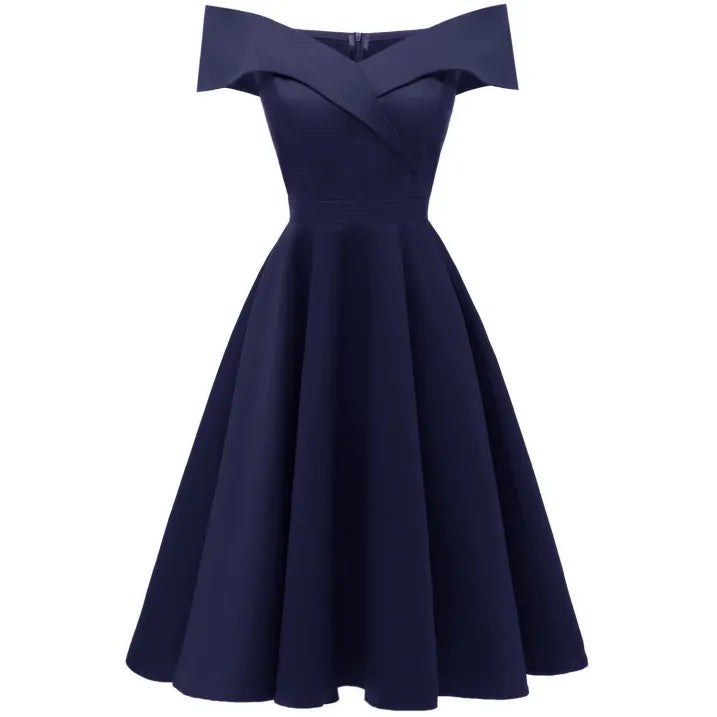 Off-Shoulder Midi Dress Women's Flattering Fit | E&W - 1 - Elenwear