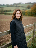 Women's Longline Diamond-Quilted Vest — Stand-Collar Waistcoat - Black