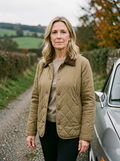 Women's Suede-Look Lapel Quilted Coat — European-Style Winter Jacket - Khaki
