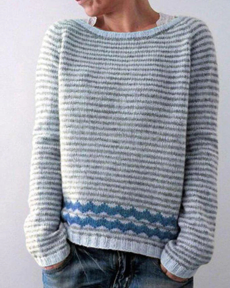 Women's Knit Sweater with Forest Print and Relaxed Fit | E&W - 2 - Elenwear
