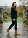 Women's Lace-Up Leather-Look Desert Boots — Warm Winter Boots - Blue