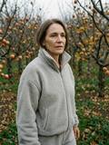 Women's Polar Fleece Funnel-Neck Zip Cardigan — Soft Everyday Mid-Layer - Light Gray