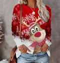 Festive Reindeer Pattern Women's Sweatshirt with Relaxed Fit | E&W - 1 - Elenwear