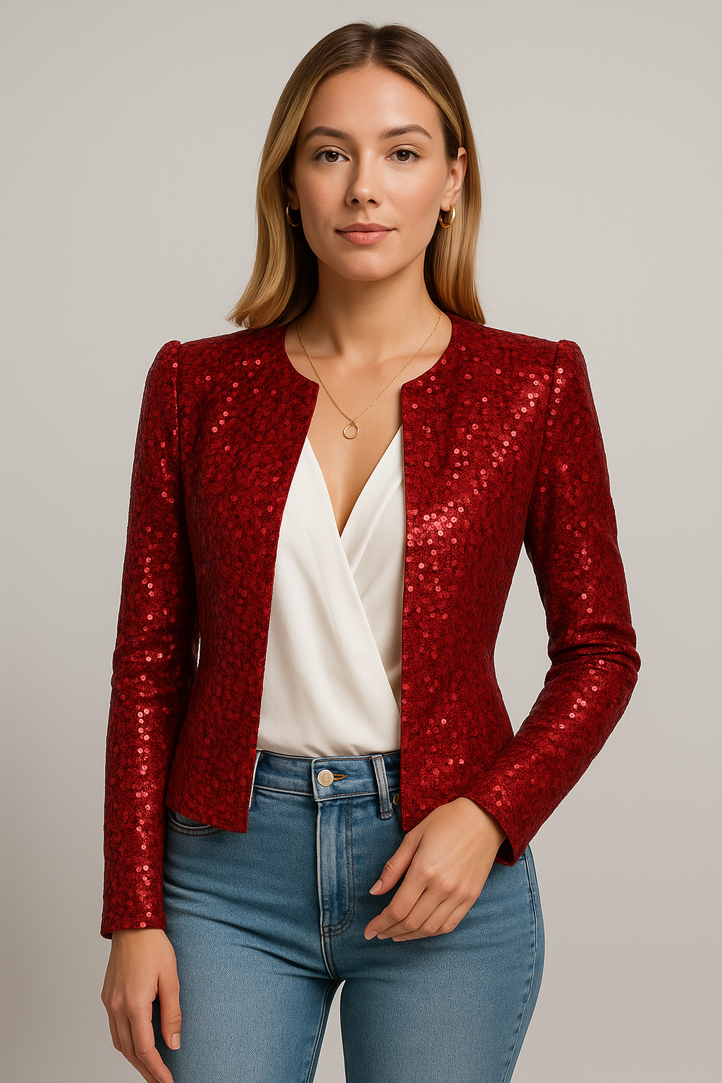 Sequin Blazer Women's | Shimmering Fabric with Tailored Fit | E&W - 1 - Elenwear