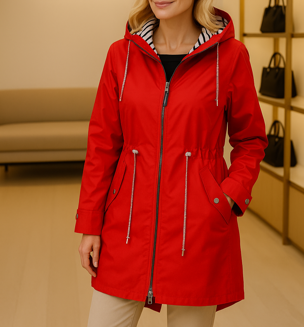 Women's Hooded Jacket with Adjustable Waist | E&W - 8 - Elenwear