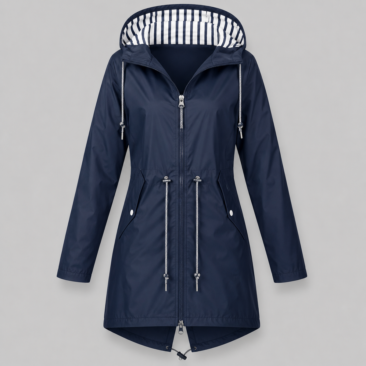 Women's Hooded Jacket with Adjustable Waist | E&W - 9 - Elenwear