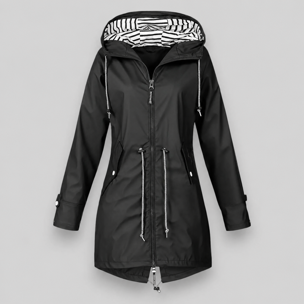 Women's Hooded Jacket with Adjustable Waist | E&W - 5 - Elenwear