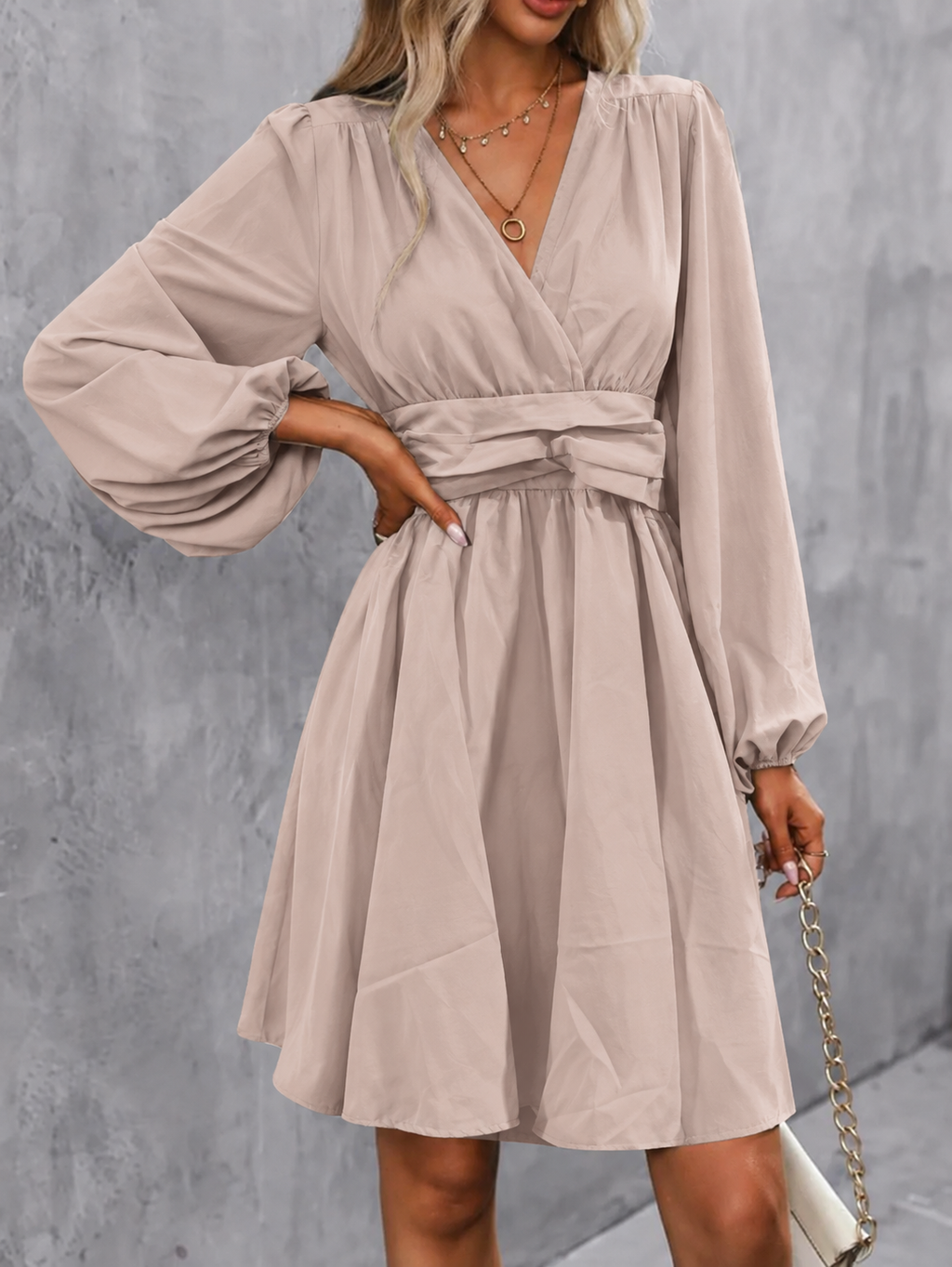 Wrap Dress Women with Long Sleeves and Flattering V-Neck | E&W - 7 - Elenwear