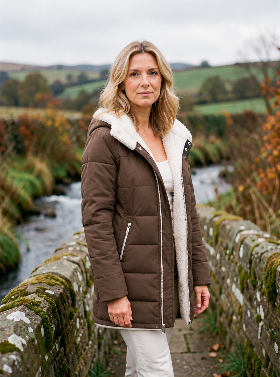 Women's Fleece-Lined Hooded Cardigan Coat — Cosy Padded Winter Jacket