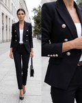 Tailored Women's Suit Set with Double-Breasted Blazer & Trousers | E&W - 1 - Elenwear