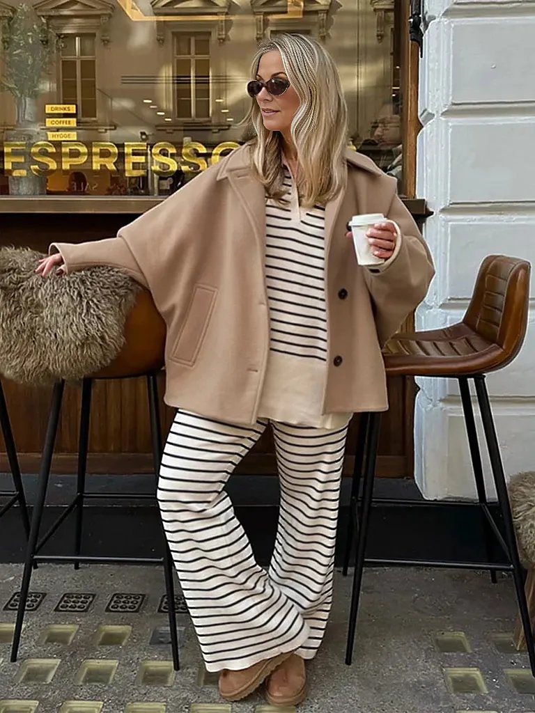 Oversized Wool-Blend Jacket for Women | Chic Relaxed Fit | E&W - 3 - Elenwear