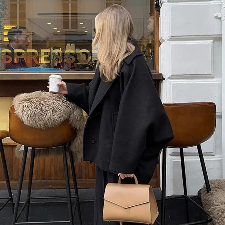 Oversized Wool-Blend Jacket for Women | Chic Relaxed Fit | E&W - 1 - Elenwear