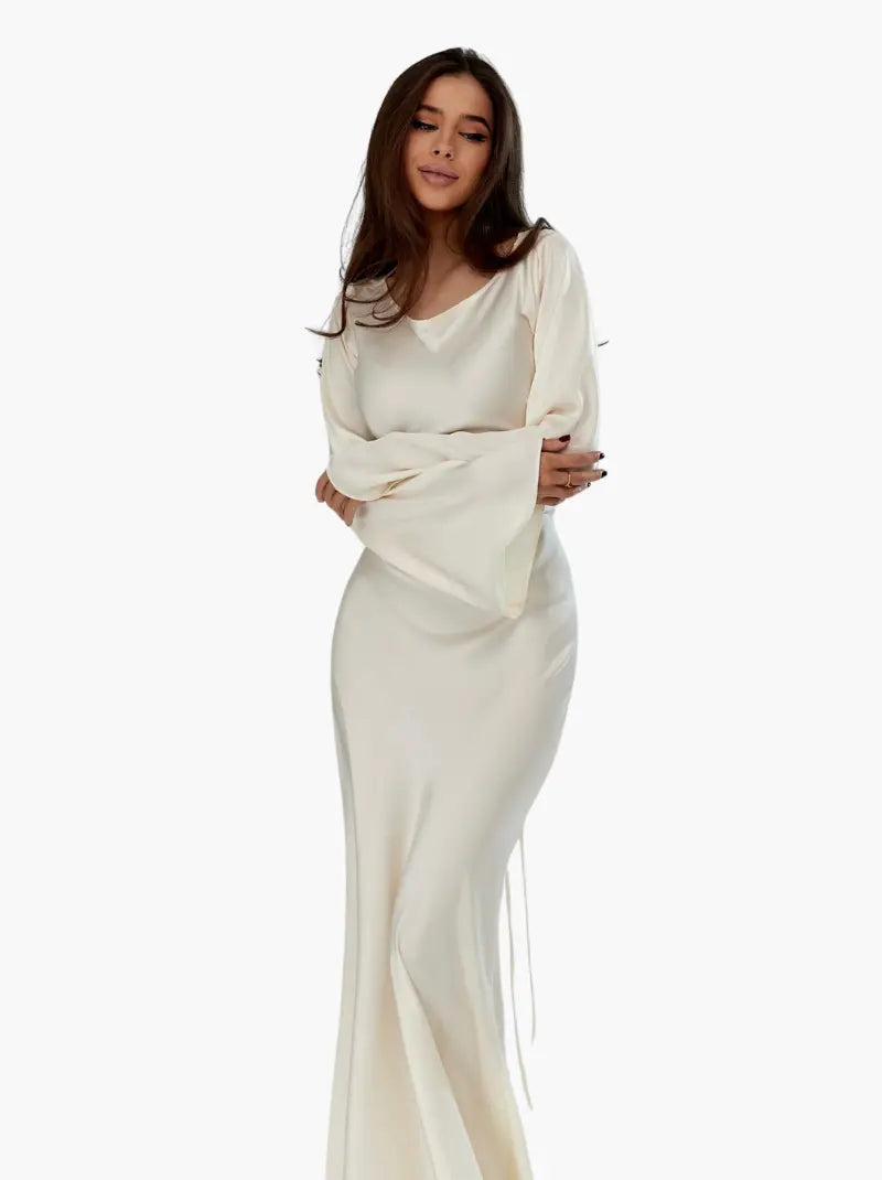 Evening Dress Women | Silky flowing fabric with flattering fit | E&W - 5 - Elenwear