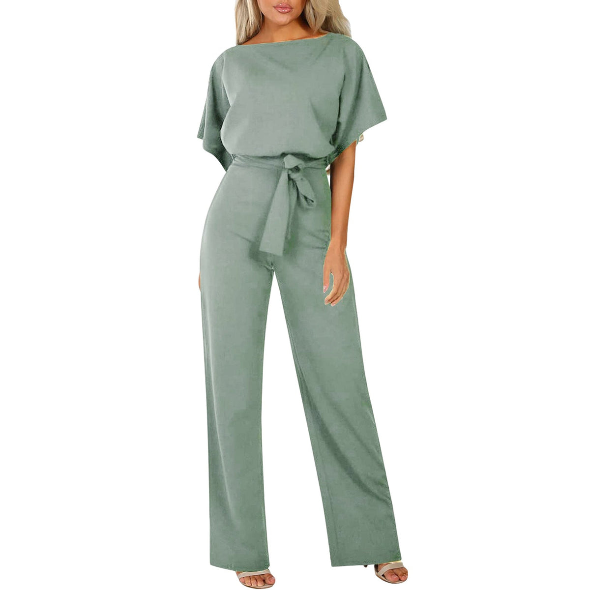 Jumpsuit Women | Soft Draping Fabric with Tie Waist | E&W - 4 - Elenwear
