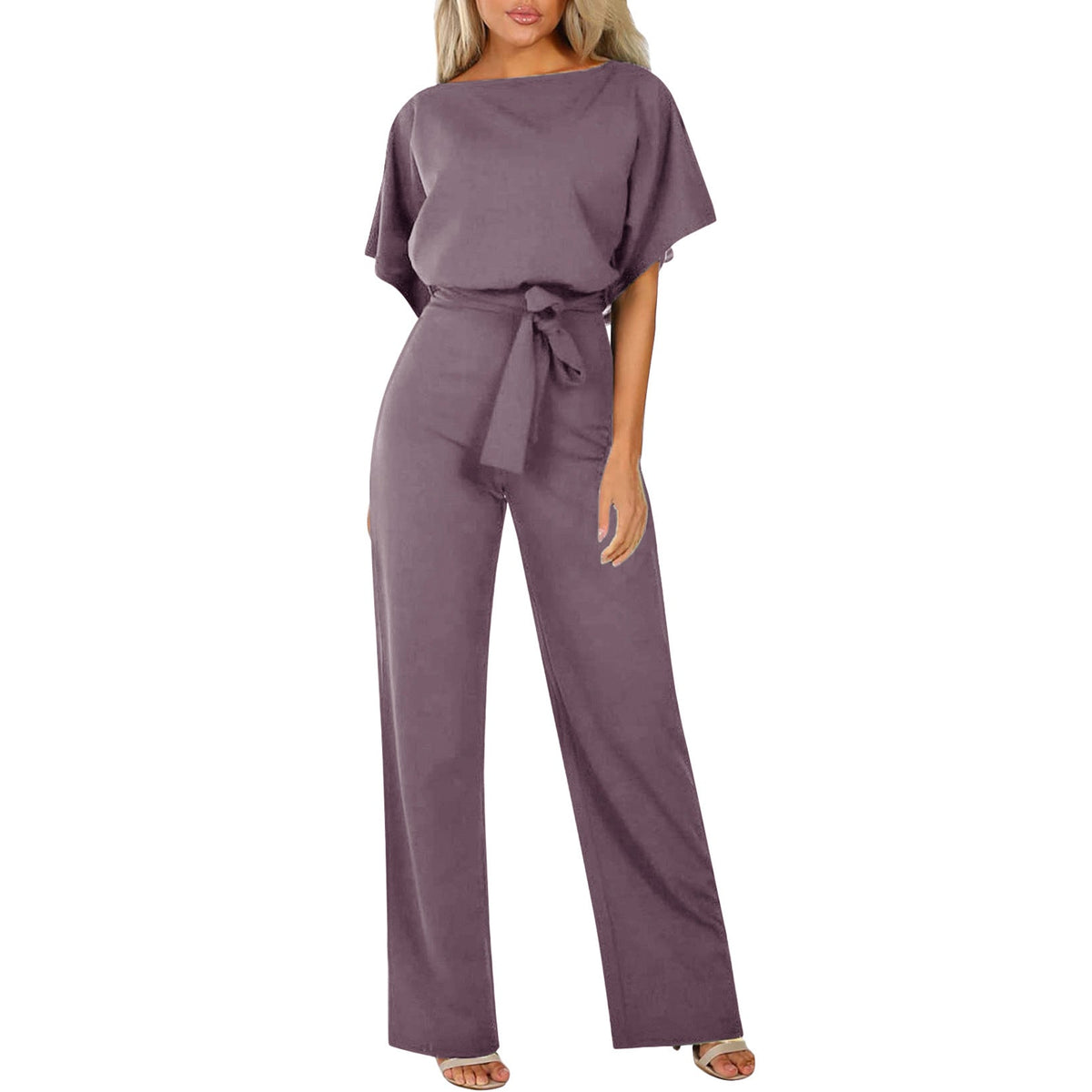 Jumpsuit Women | Soft Draping Fabric with Tie Waist | E&W - 5 - Elenwear