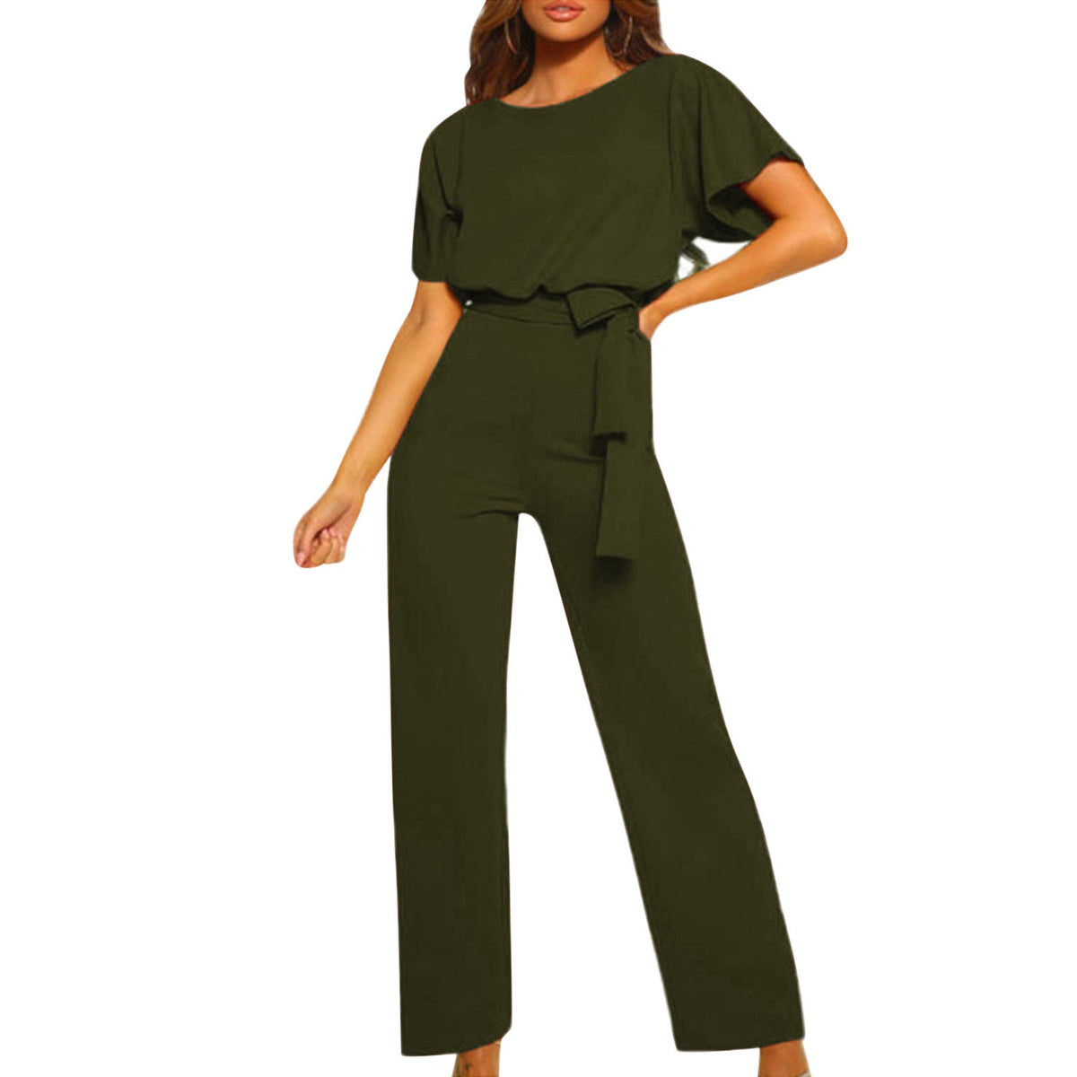 Jumpsuit Women | Soft Draping Fabric with Tie Waist | E&W - 10 - Elenwear