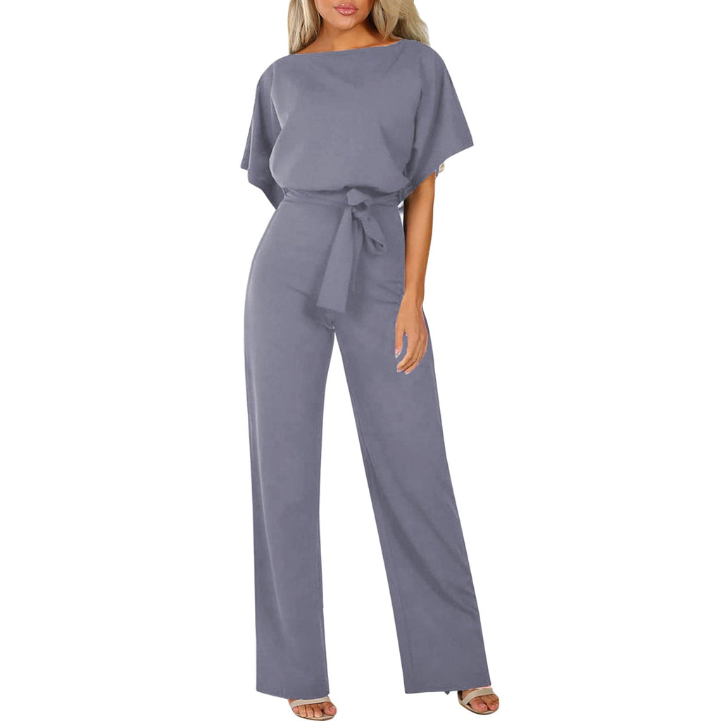 Jumpsuit Women | Soft Draping Fabric with Tie Waist | E&W - 8 - Elenwear