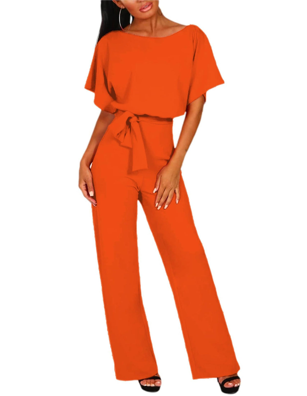 Jumpsuit Women | Soft Draping Fabric with Tie Waist | E&W - 3 - Elenwear