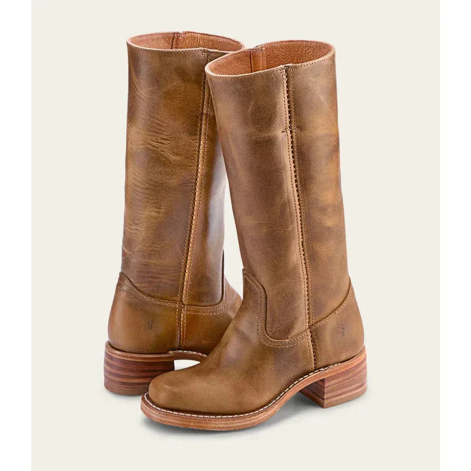 Women's Leather Knee-High Boots with Block Heel | E&W - 1 - Elenwear