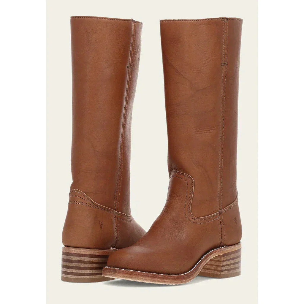 Women's Leather Knee-High Boots with Block Heel | E&W - 10 - Elenwear