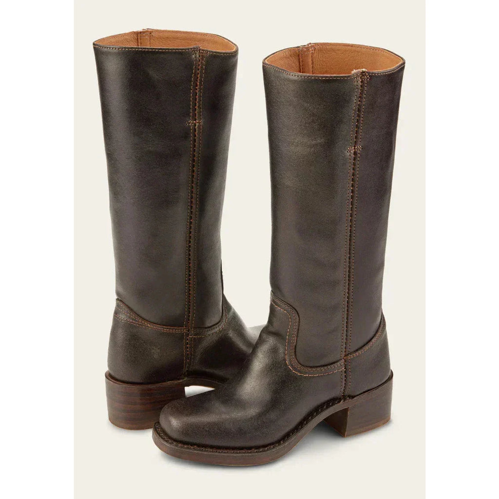 Women's Leather Knee-High Boots with Block Heel | E&W - 8 - Elenwear