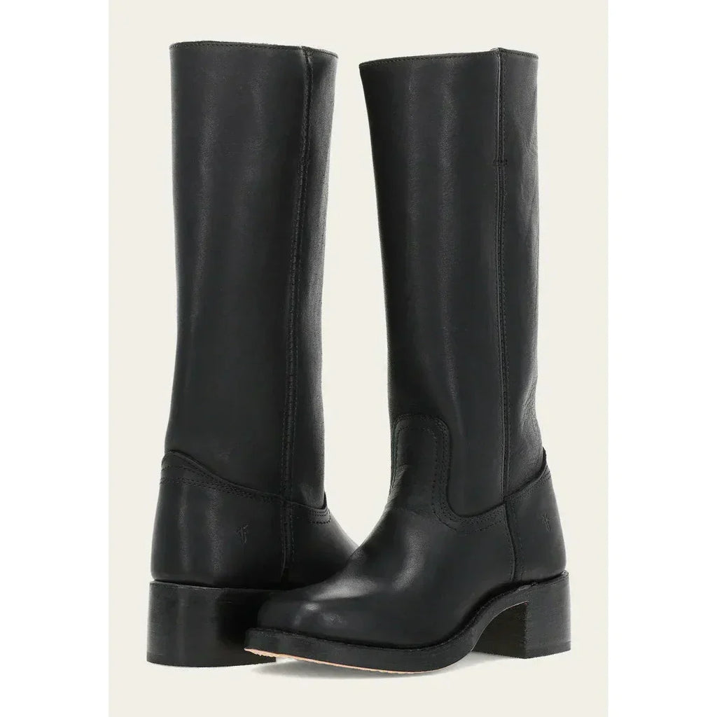 Women's Leather Knee-High Boots with Block Heel | E&W - 18 - Elenwear