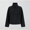 Women's Relaxed Fit Jacket with High Collar and Button Detail | E&W - 11 - Elenwear