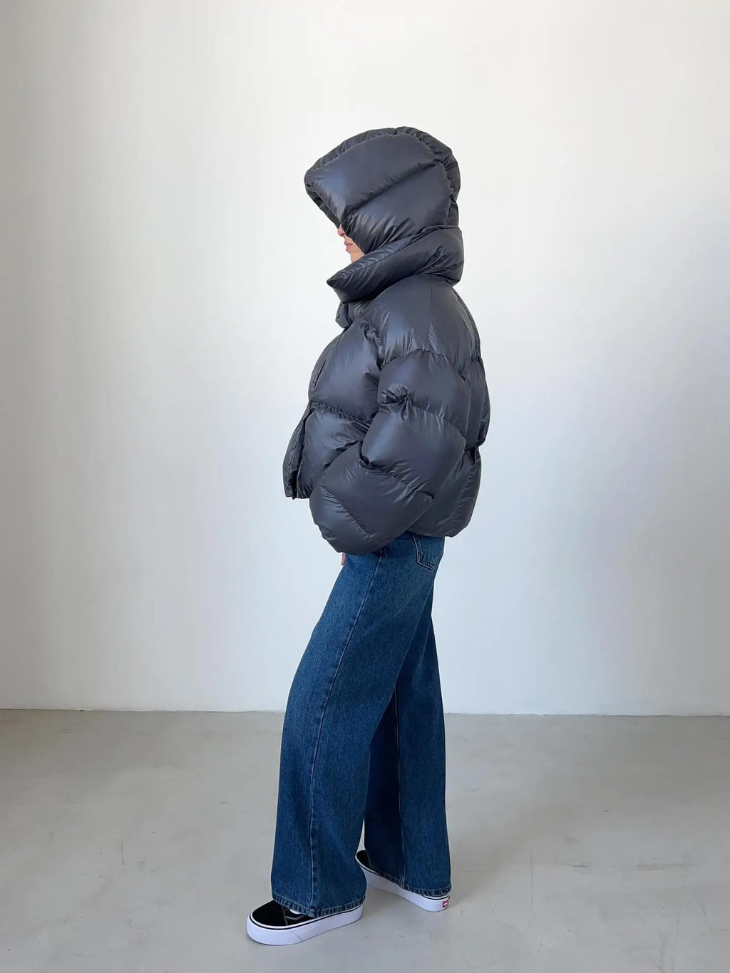 Puffer Jacket Women's Oversized Silhouette with Hood | E&W - 5 - Elenwear