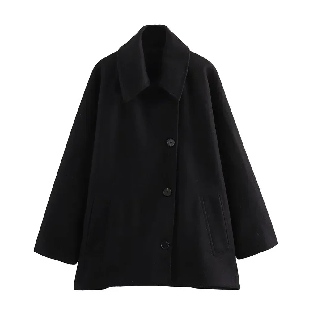 Oversized Wool-Blend Jacket for Women | Chic Relaxed Fit | E&W - 4 - Elenwear