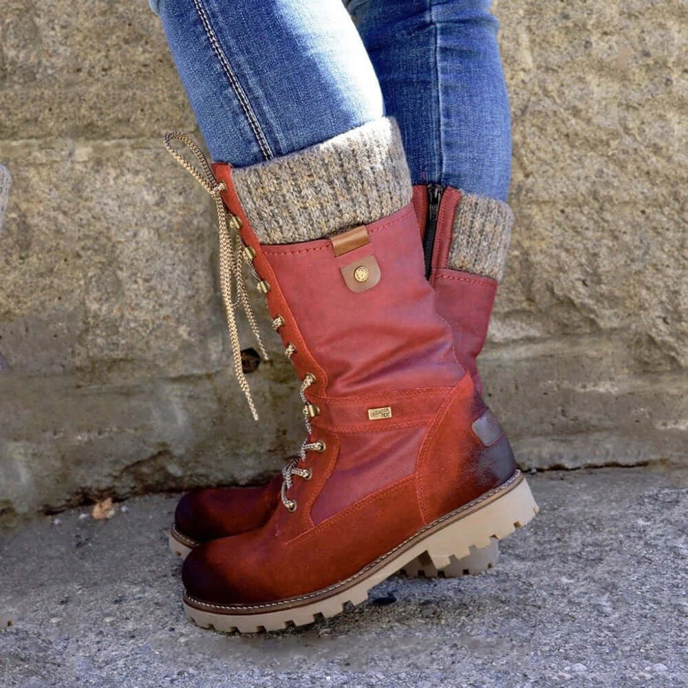 Women's Insulated Outdoor Boots with Cozy Knit Cuff | E&W - 2 - Elenwear