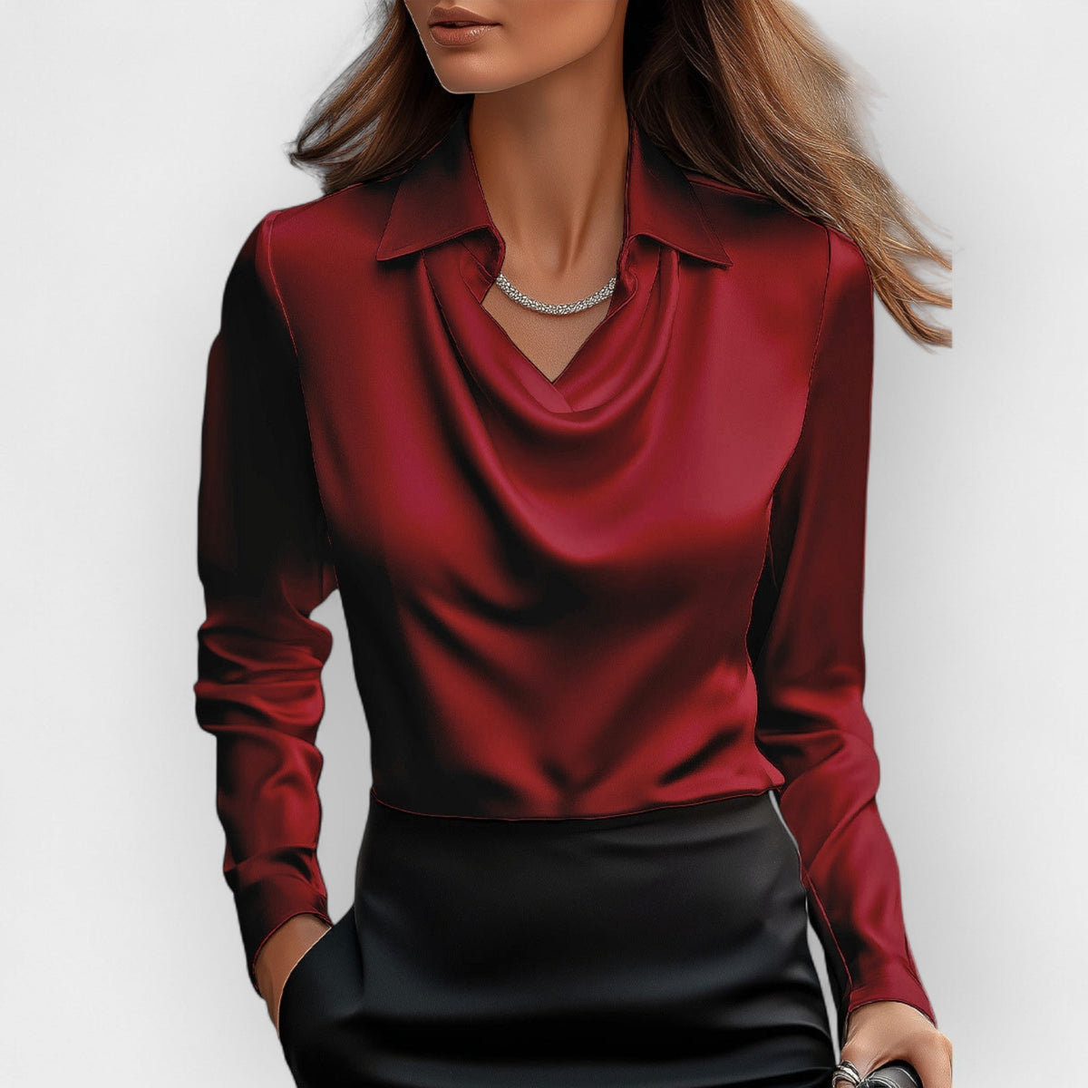 Cowl Neck Blouse Women | Silky Finish for Effortless Elegance | E&W - 4 - Elenwear