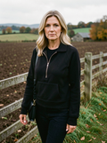 Women's Half-Zip Hooded Fleece Sweatshirt — Drop-Shoulder Pullover - Black