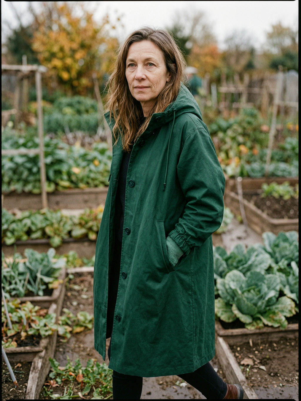 Women's Oversized Longline Hooded Trench Windbreaker — Showerproof Coat - Dark Green
