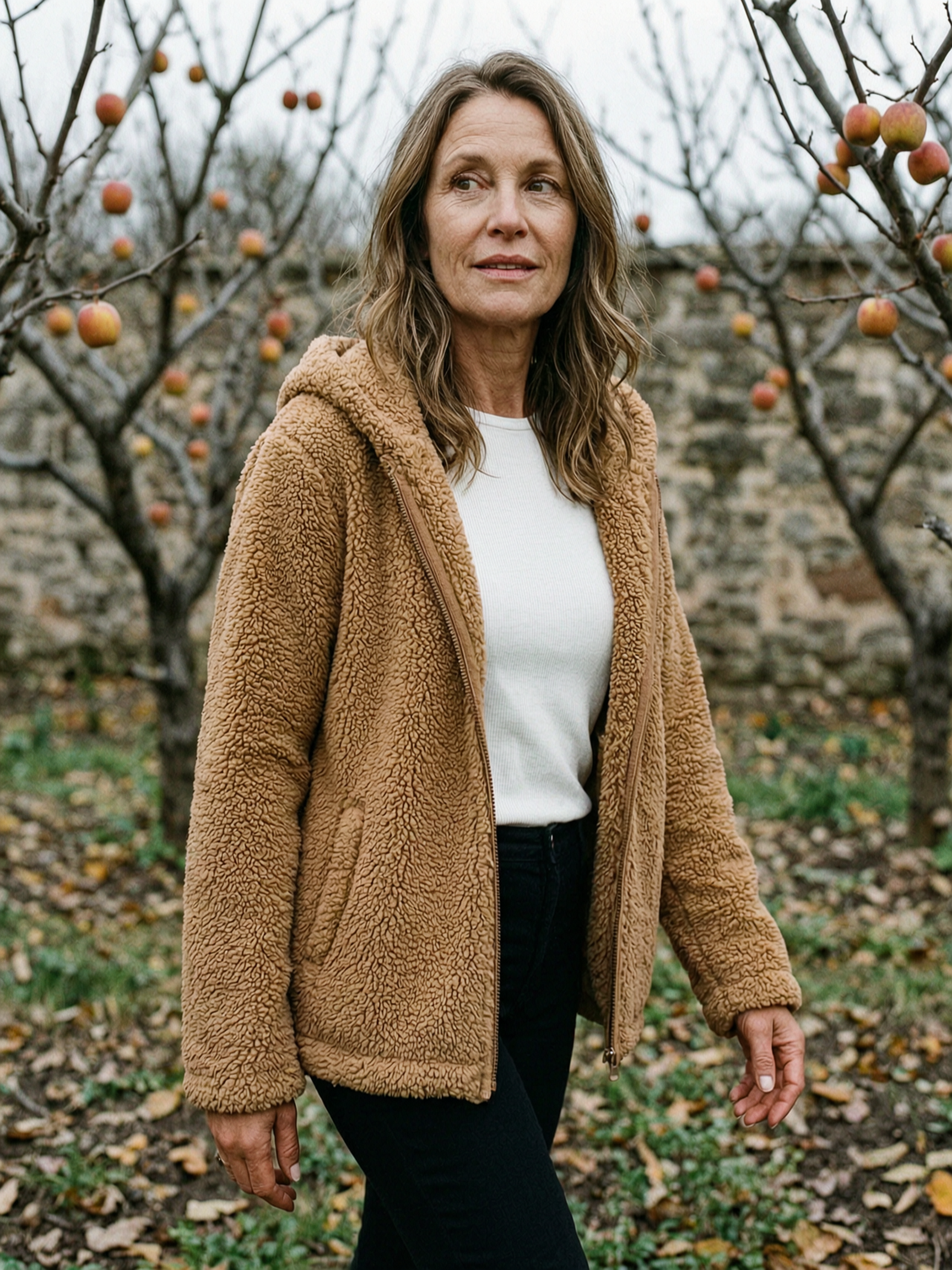 Women's Double-Sided Sherpa Fleece Hoodie — Soft Zip-Up Mid-Layer - Camel