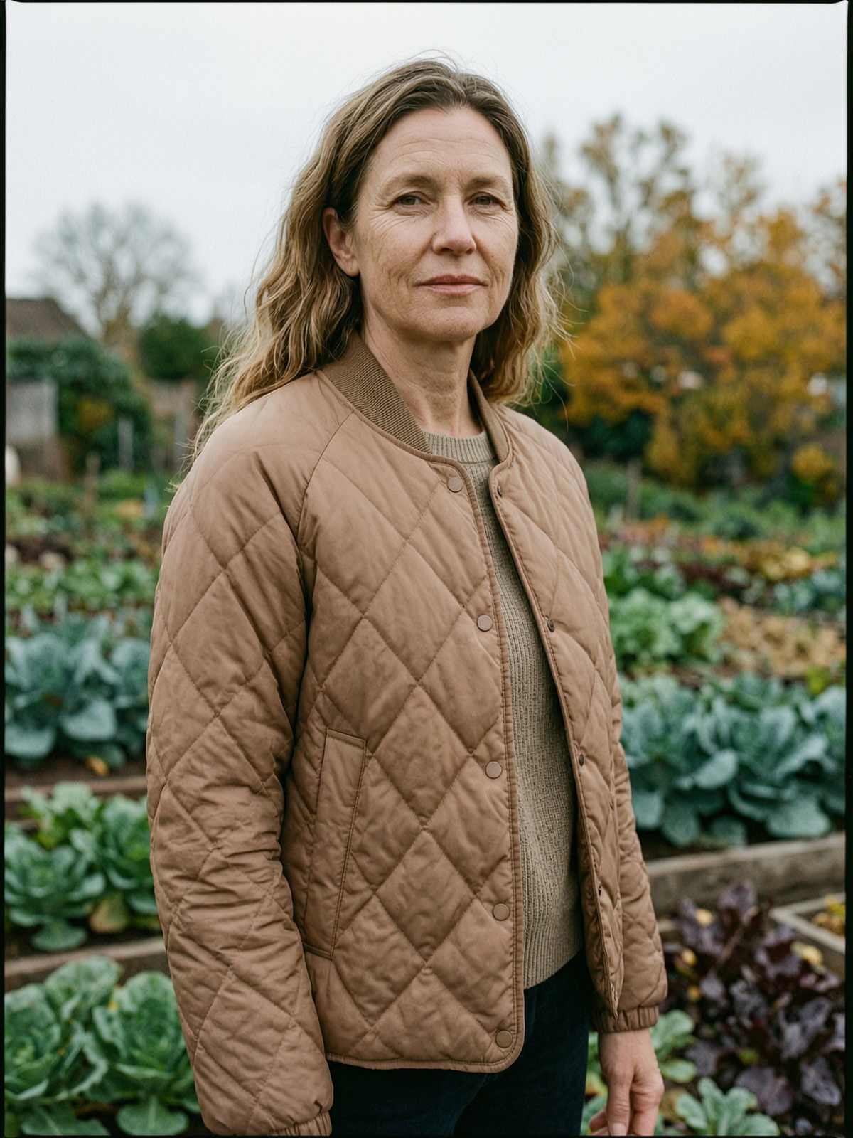 Cropped Diamond-Quilted Down Jacket - Milk Tea Brown