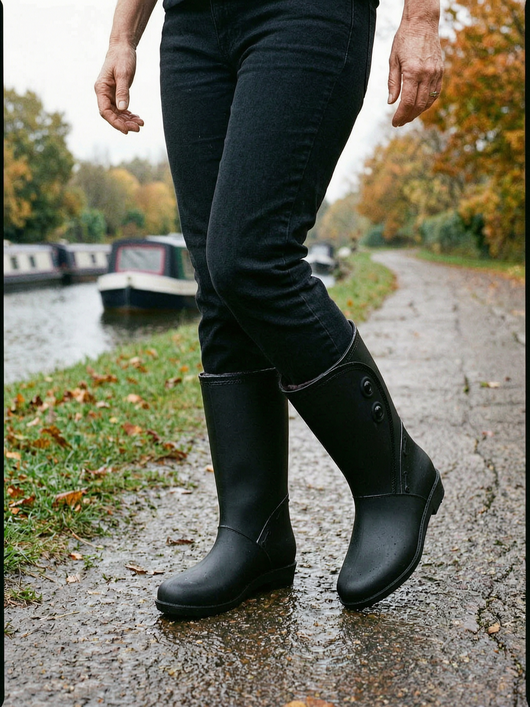 Women's Classic Knee-High Wellington Boots — Waterproof Rain Boots - Black