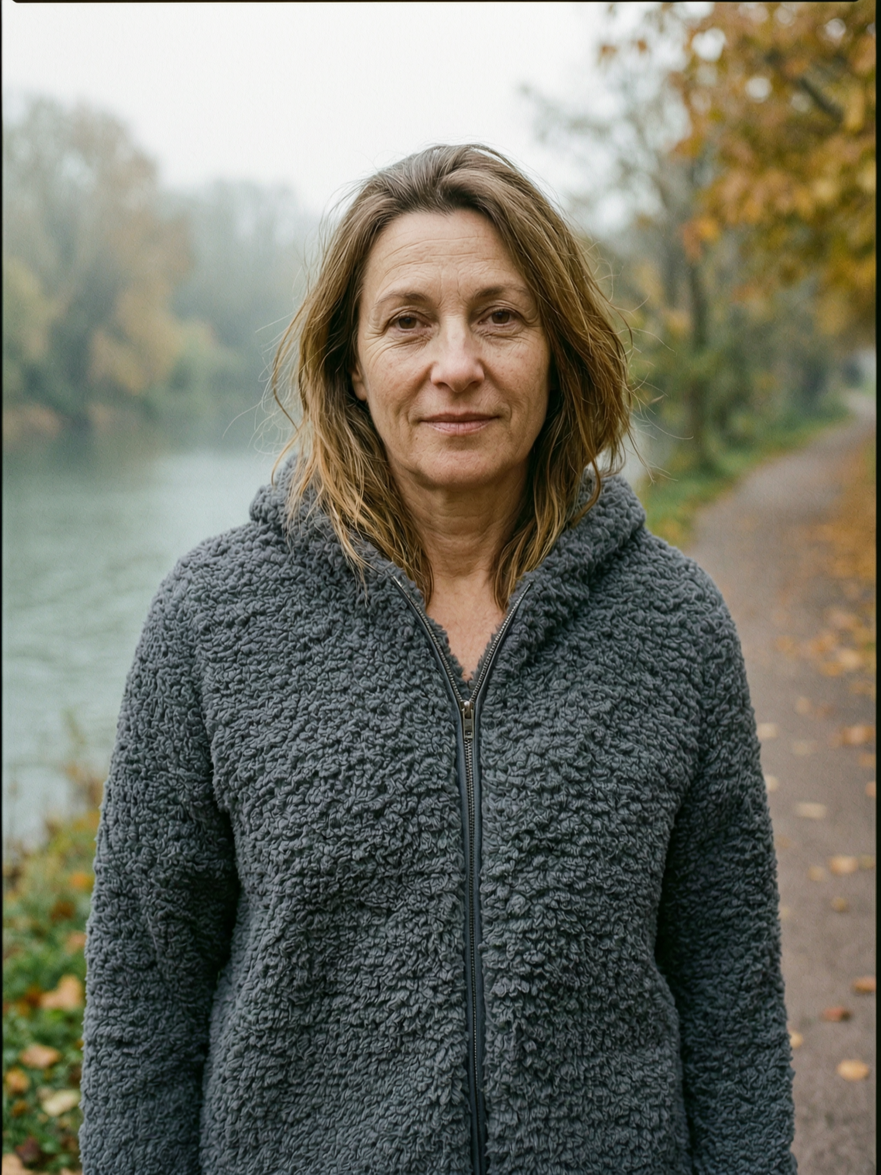 Women's Double-Sided Sherpa Fleece Hoodie — Soft Zip-Up Mid-Layer - Charcoal Grey - Detail
