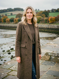 Women's Above-The-Knee Wool Coat — Long Double-Faced Overcoat - Shell Brown