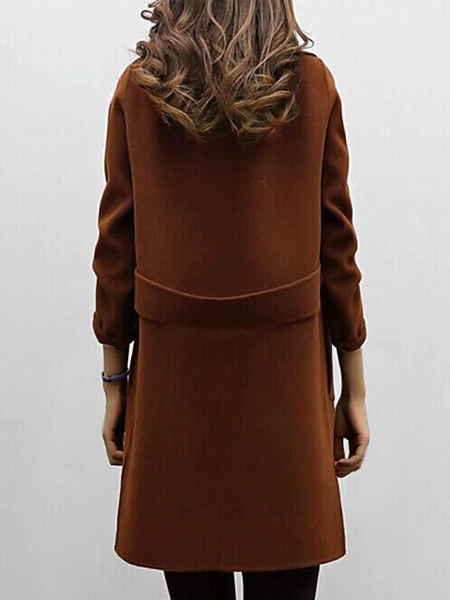 Double-Breasted Women's Coat in Olive Green | E&W - 3 - Elenwear