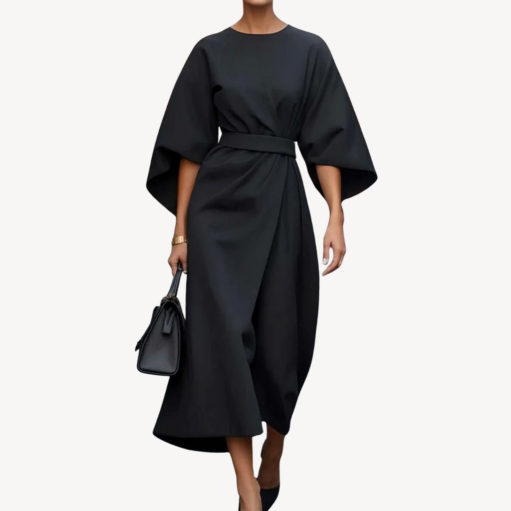Maxi Dress Women's Elegant Draped Design with Statement Sleeves | E&W - 1 - Elenwear