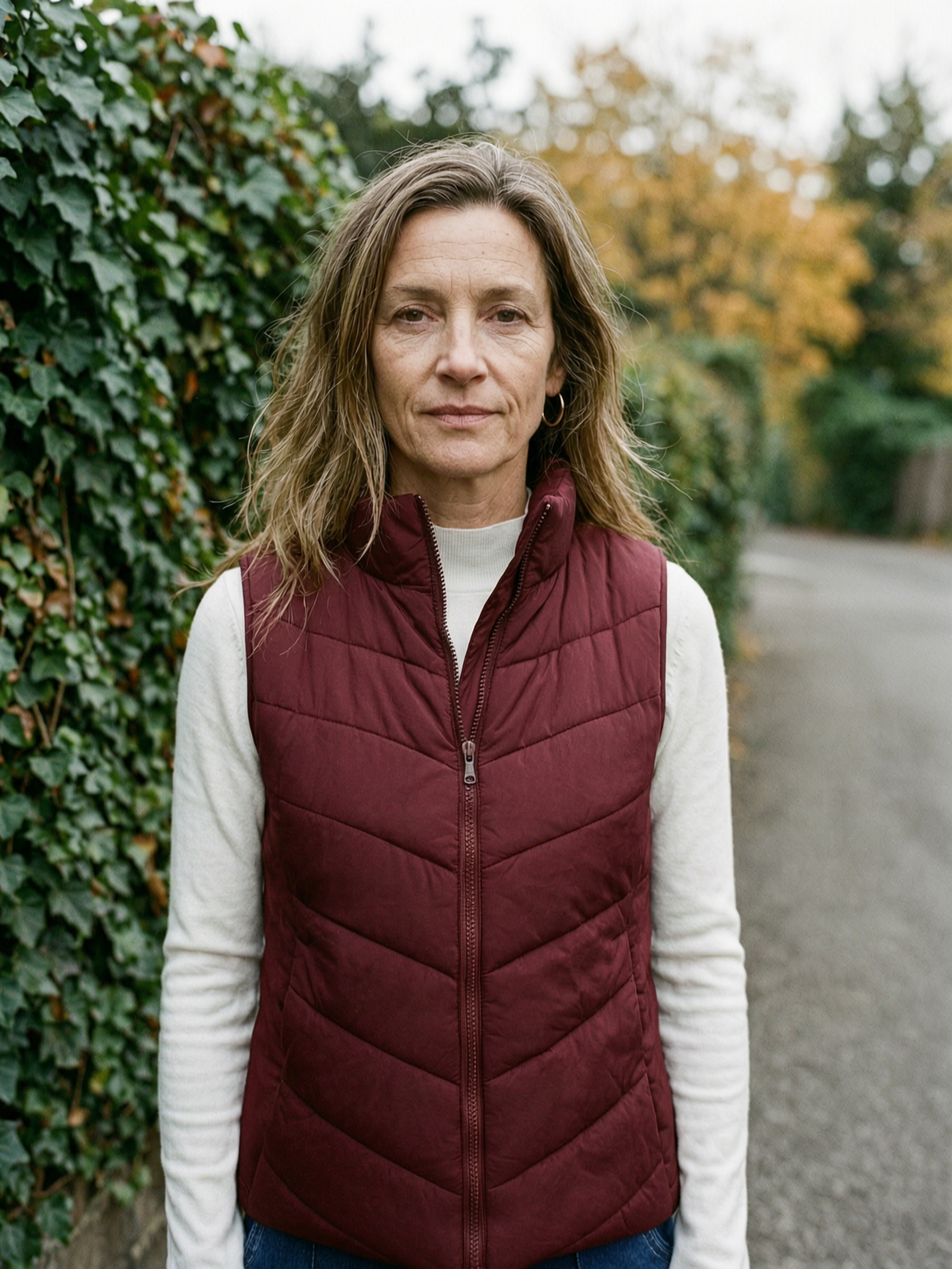 Women's Stand-Collar Quilted Gilet — Thermal Sleeveless Puffer Vest - Burgundy