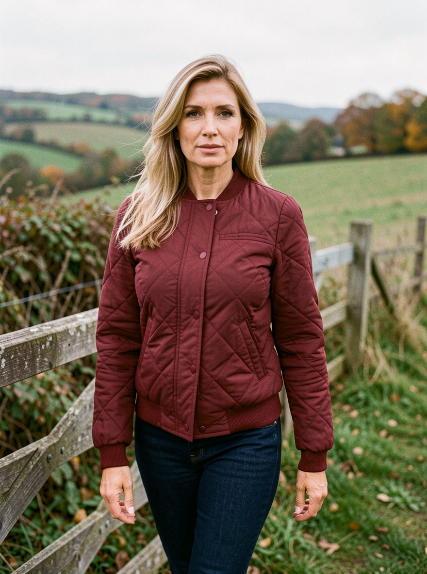 Women's Short Parka — Slim-Fit Padded Winter Jacket - Burgundy